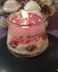 تصویر شمع ژله ای عروس صدف دریایی صورتیdi/so - صورتی candle_panah