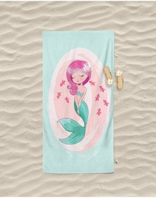 تصویر حوله ساحلی دخترانه با طرح پری دریایی از برند Erays Home برند eray home Erays Home Erayshome Mermaid Girl's Pattern Printed Beach Towel