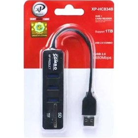 تصویر هاب USB و رم ریدر XP-HC834 