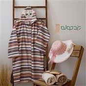 تصویر حوله تنپوش نخی سنتی یزدی کودک طرح سلین گلدوزی شده رنگ زرشکی yazd textile