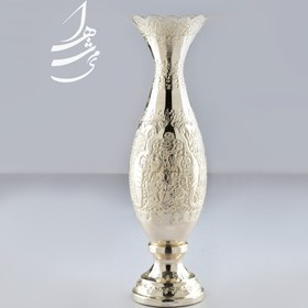 تصویر گلدان قلمزنی آبکاری نقره 30 سانتی 