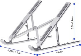 تصویر YAQOOT NATURALS : پایه نگهدارنده لپتاب مناسب برای محیط کار و خانه هولدر لپتاب Laptop Stand, Adjustable Aluminum Laptop Tablet Stand, Laptop holder, Foldable Laptop Riser, Notebook Stand Portable Laptop Holder Compatible with 7-15.6 inches Laptop, Tablet, Notebook 