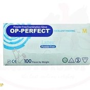 تصویر دستکش لاتکس سایز M بدون پودر OP PERFECT بسته 100عددی 