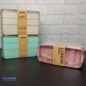 تصویر ظرف غذا ۹۰۰ میلی سه طبقه بامبو 