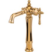 تصویر شیر روشویی پایه بلند قهرمان مدل نگین طلایی 