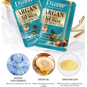 تصویر ماسک ورقه ای صورت حاوی روغن آرگان و هیالورونیک اسید 25میل دیسار ا Disaar Facial Mask Argan Oil And Hyaluronic Acid 25ml Disaar Facial Mask Argan Oil And Hyaluronic Acid 25ml