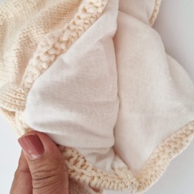 تصویر کلاه نوزادی_بچگانه بافت زمستانی گوشدار بنددار فانتزی آستردار خرسی ۳ماه تا ۲سال 