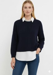 تصویر شومیز پاییزه زنانه مخمل کبریتی مخما کبریتی سرمه ای