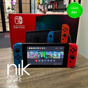 تصویر نینتندو سوییچ اولد جوی کان قرمز/آبی (کارکرده) به همراه ۷ عدد بازی اورجینال Nintendo Switch OLED with Neon Blue and Neon Red Joy-Co