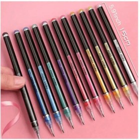 تصویر خودکار ژله ای 18 رنگ 1pc Assorted Colored Pens Set For Coloring, Glitter Gel Pens, Rollerball Pens, Journaling Pens For Men & Women, Glow In Dark Star Design (Random Color & Style), (Random Packaging)