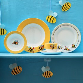 تصویر سرویس چینی زرین 1 نفره کودک بامبل بی (5 پارچه) Zarin Iran ItaliaF Bumblebee 5 Pieces Porcelain Kid Dinnerware Set