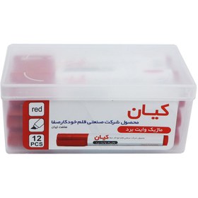 تصویر ماژیک وایت برد کیان نوک تخت رنگ قرمز بسته 12 عددی 