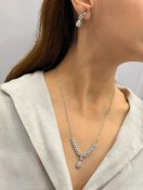 تصویر نیم ست گردنبند و گوشواره نقره ای استیل کد GA00089 