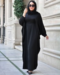 تصویر مانتو عبایی الهه کد 1651869 سایز آزاد کرپ 