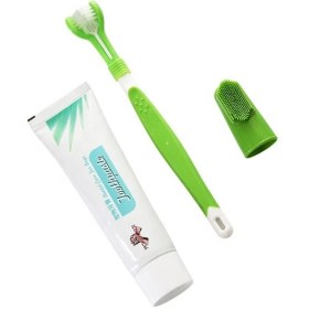 تصویر ست مسواک 360 درجه و خمیر دندان سگ برند هیستوتری Pack of 3 Dog Toothbrush histotree