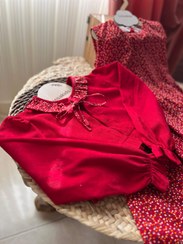 تصویر دو تیکه سارافون وکت یلدایی دخترونه - قرمز / 12_13 