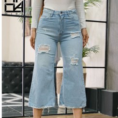 تصویر شلوار جین واید لگ کوتاه کد ۲۲۳۰۹ زنانه 