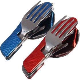 تصویر ست قاشق و چنگال تاشو ۳ تکه استیل 