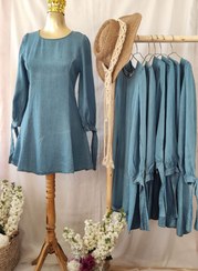 تصویر پیراهن کوتاه زنانه و دخترانه جین کاغذی وارداتی 