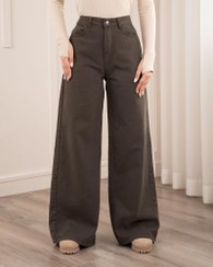 تصویر شلوار بگ کتان قهوه ای کد 40570 