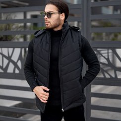 تصویر پافر کلاه دار مردانه اورجینال ترک مشکی - مشکی / 3XL Men’s Original Turkish Black Hooded Puffer Jacket – Warm & Stylish