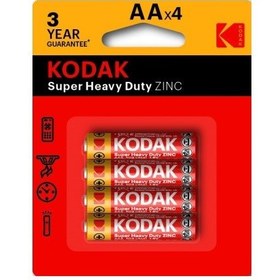 تصویر باتری قلمی کداک مدل Kodak Super Heavy Duty پک 4 عددی Kodak Super Heavy Duty Zinc AA Battery 4 pcs