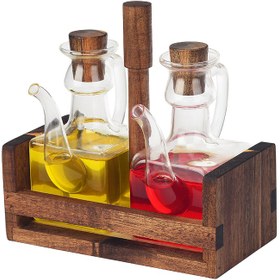 تصویر ست روغن مکعبی 2 عددی با استند چوبی arow 