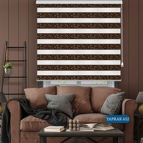 تصویر پرده زبرا پردیسون مدل ژاکارد کد YAPRAK - 1 Predison zebra curtain, jacquard model, code YAPRAK