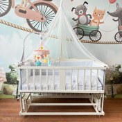 تصویر تخت کنار مادر چوبی سلیکا سایز ۶۵*۱۲۵ مناسب نوزاد تا ۵ سالگی 