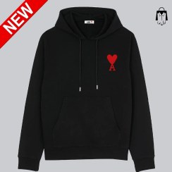 تصویر هودی مشکی AMI Paris طرح قلب + بهترین قیمت 