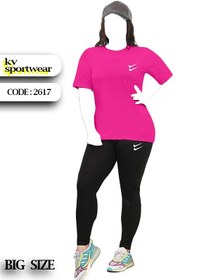 تصویر تیشرت شلوار نخی سایز بزرگ زنانه NIKE کد 003 NIKE womens big size cotton tshirt pants set code 003