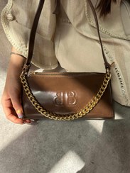 تصویر کیف بالنسیاگا قهوه ای دوشی و دستی زنجیردار بیتا balenciaga