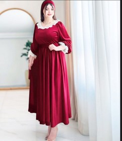 تصویر پیراهن مخمل زنانه - بادجونی / فری تا 48 