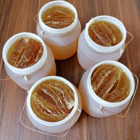 تصویر عسل طبیعی گون آویشن با برگه آزمایش 