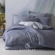 تصویر روتختی راه‌راه آبی دونفره کاوری مدل Bambu 