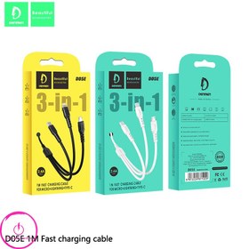 تصویر کابل شارژ سه سر دنمن مدل D05E به طول 1 متر Cable Charge Denmen D05E 3IN1