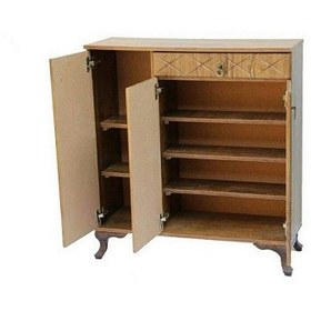 تصویر جاکفشی چوبی مدل ستاره با ۳ درب ملامینه 