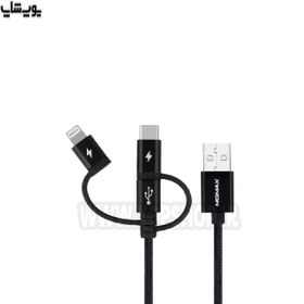 تصویر کابل تبدیل USB به میکرو USB، تایپ C و لایتنینگ مومکس مدل DX1 به طول 1 متر 