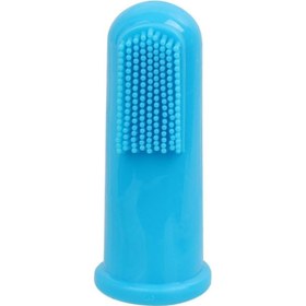 تصویر مسواک انگشتی سیلیکونی سگ و گربه – جعبه‌دار و بهداشتی - آبی 