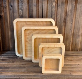 تصویر سینی پذیرایی ۵ تیکه چوبی 