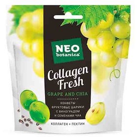 تصویر پاستیل میوه ای طبیعی کولوژن روسی Neo Botanica Collagen Fresh با طعم انگور و دانه چیا 55 گرم 