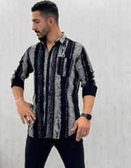 تصویر پیراهن آستین بلند نخی مدل راه راه چند رنگ 