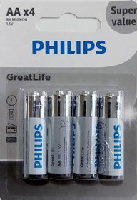 تصویر باتری قلمی فیلیپس مدل گریت لایف R06G4B/40 بسته چهار عددی PHILIPS