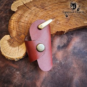 تصویر جاکلیدی پیچی چرم طبیعی فندوقی 