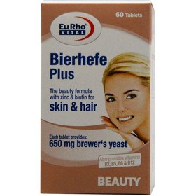 تصویر قرص مخمر آبجو بیرهف پلاس 60 عدد یوروویتال Eurhovital Bierhefe Plus 60 Tablets