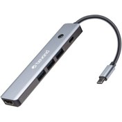 تصویر هاب 5 پورت Type-C بیاند مدل BA-414 با 3 پورت 3.0 USB و 1 پورت HDMI و قابلیت PD Beyond BA414 USB 3.0 Type-C HUB, 5 Port With HDMI Port + Power Delivery