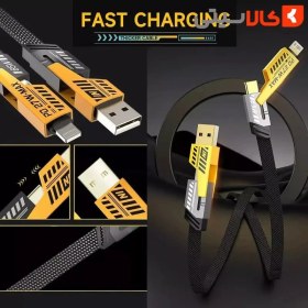 تصویر کابل سوپر فست شارژ ۴ در ۱ | تایپ سی دوسر | لایتنینگ شارژر ایفون 4 in 1 super fast charge | C type & lighting