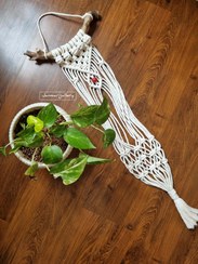 تصویر آویز گلدان مکرومه macrame plant wallhanging