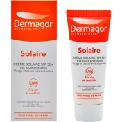 تصویر کرم ضد آفتاب بی‌رنگ درماگور مناسب برای پوست معمولی تا خشک با SPF50+ 