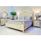 تصویر - سرویس خواب چوب دو نفره ماهان تمام با میز آرایش و پاتختی همرنگی انتخاب شما 